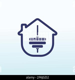 eco homes with fitness dumbbell icon logo design Stock Vector