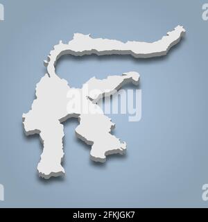 3d isometric map of Sulawesi is an island in Indonesia, isolated vector illustration Stock Vector