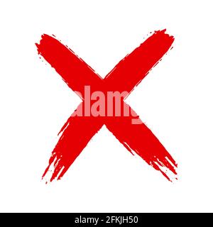 Dirty grunge hand drawn cross x with brush strokes vector illustration. Stock Vector