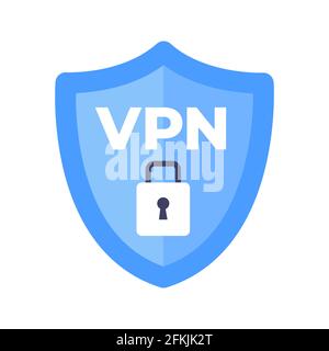 Wireless shield VPN wifi icon sign flat design vector illustration. Stock Vector