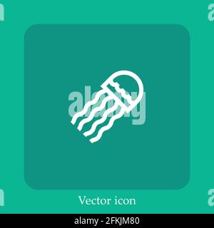 jellyfish vector icon linear icon.Line with Editable stroke Stock Vector