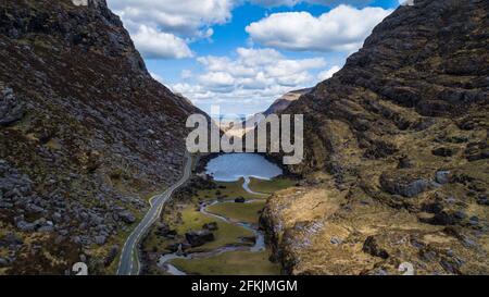 Road through Scenic Gap of Dunloe near Killarny national park, County Kerry, Ireland Stock Photo