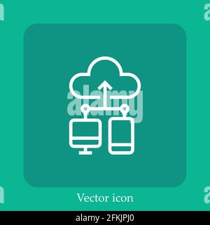 cloud computing vector icon linear icon.Line with Editable stroke Stock Vector