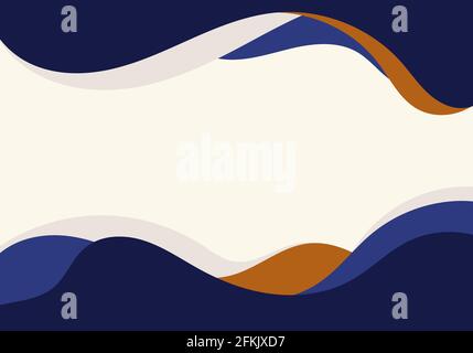 Abstract template blue and brown water wave curve shape design on white background flat design. Vector illustration Stock Vector