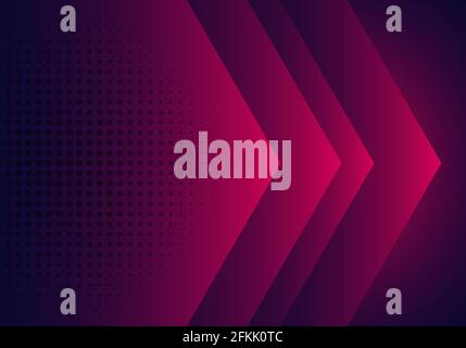 Modern abstract background pink, purple and blue gradient arrow shape overlapping layer with halftone effect. Vector illustration Stock Vector
