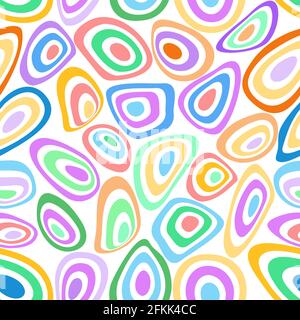 Seamless pattern of deformed circles for texture, textiles, prints, and simple backgrounds, flat style. Stock Vector