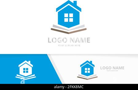 Real estate and book logo combination. House and bookstore logotype design template. Stock Vector