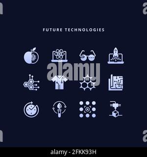 Future innovative technologies icons Stock Vector