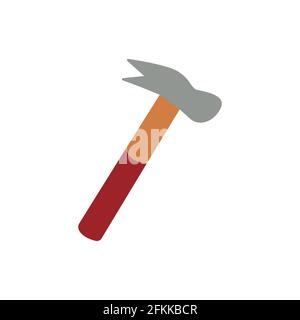 Hammer, nail puller. Household hand tool for repair and joinery or carpentry work. Colorful vector illustration isolated hand drawn Stock Vector