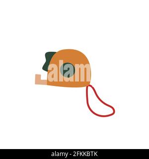 Tape measure. Roulette construction. Handheld household repair tool. Colorful vector illustration isolated hand drawn Stock Vector