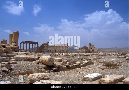 The Temple of Bel, already destroyed by ISIL August 2015, Temple of Baal, was an ancient stone ruin located in Palmyra, Syria Stock Photo