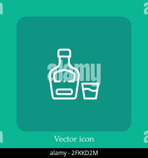 whisky vector icon linear icon.Line with Editable stroke Stock Vector