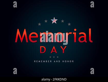 Happy Memorial Day USA horizontal banner. Isolated abstract graphic design template. US colors and stars. Decorative luxury calligraphy, American flag Stock Vector