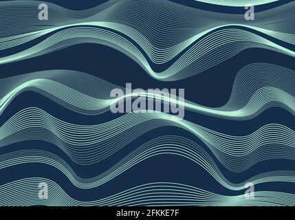 Abstract wave or wavy line blue sea pattern background and texture. Vector illustration Stock Vector