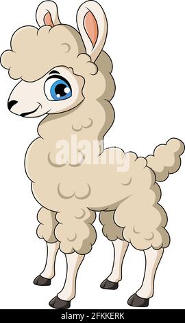 Cute Llama Animal Cartoon Illustration Stock Vector