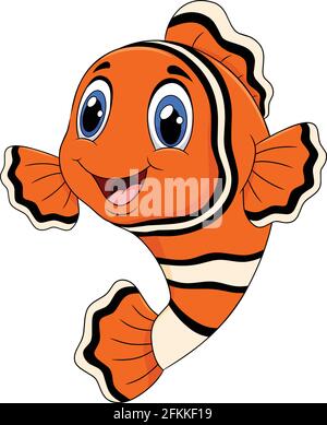 Cute Orange Happy Fish cartoon illustration Stock Vector