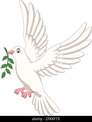 Beautiful flying Dove bird cartoon illustration Stock Vector