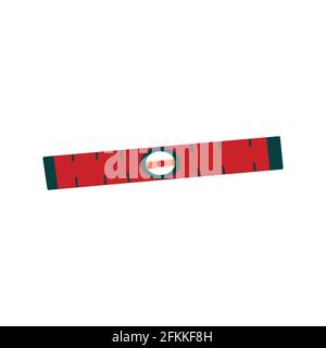 Level. Handheld household tool for repair and precise alignment. Colorful vector illustration isolated hand drawn Stock Vector