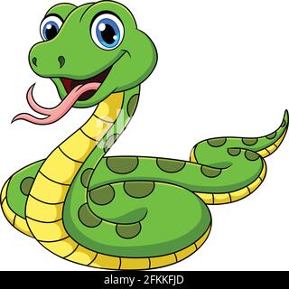 Cute Green Snake cartoon animal vector illustration Stock Vector