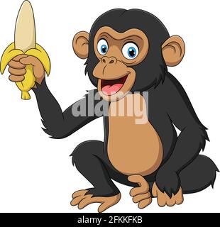 Cute Chimpanzee animal cartoon vector illustration Stock Vector