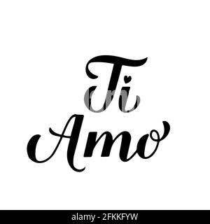 Ti Amo calligraphy hand lettering on red blurred hearts background. I Love  You in Italian. Valentines day typography poster. Vector template for banne  Stock Vector Image & Art - Alamy