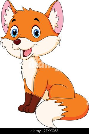 Cute Fox animal cartoon vector illustration Stock Vector