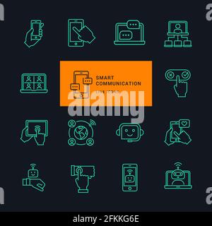 Communication smart technologies icons Stock Vector