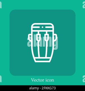 conga vector icon linear icon.Line with Editable stroke Stock Vector
