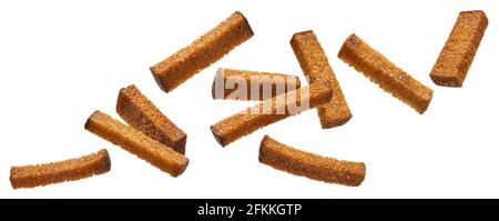 Rye bread croutons, salted crispy bread sticks Stock Photo