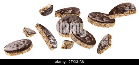 Chocolate rice cakes isolated on white background Stock Photo