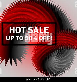 Hot sale discount vector banner design template. Frame of red-hot 3d shape background with off sales text. Eps 10 discount sale poster. Stock Vector