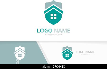 Safe real estate logo combination. Unique security home logotype design template. Stock Vector