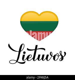 Lithuania calligraphy hand lettering in Lithuanian language. Easy to edit vector template for typography poster banner, flyer, sticker, shirt, postcar Stock Vector