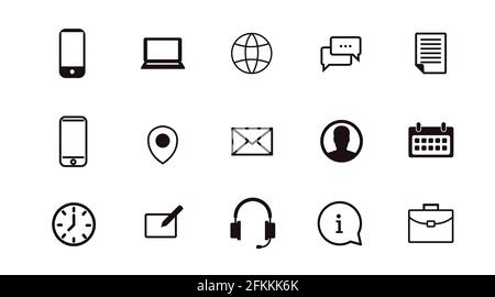 Contact Icon Set. Black and White Illustration of Different Contect icons Stock Vector