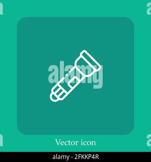 flashlight vector icon linear icon.Line with Editable stroke Stock Vector