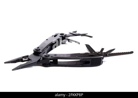 Black multi tool isolated on a white background Stock Photo