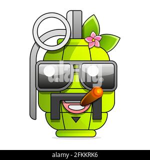 Grenade and flowers. Stop terror t-shirt design. Symbol of weapon, war and peace art poster Stock Vector