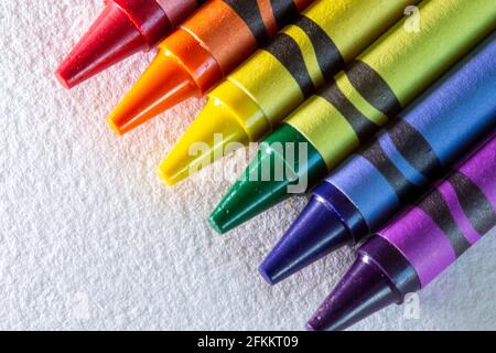 Crayolas provide a rainbow of coloring opportunity for children Stock Photo  - Alamy