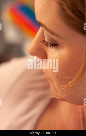 VAALS, NETHERLANDS - Apr 25, 2021: Portrait of a young Polish Caucasian woman Stock Photo