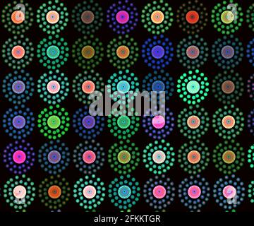 multi colour seamless dot pattern in black background Stock Photo