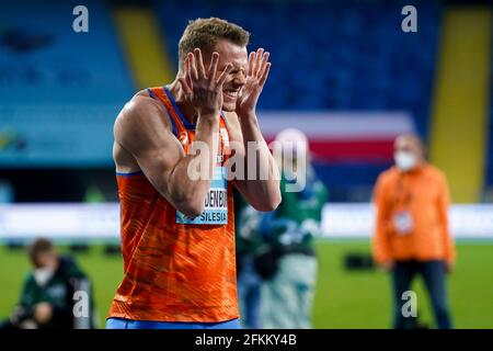 CHORZOW, POLAND - MAY 2: Nout Wardenburg of The Netherlands competes in the Mixed 4x400 metres relay final during the World Athletics Relays Silesia21 at Silesian Stadium on May 2, 2021 in Chorzow, Poland (Photo by Andre Weening/Orange Pictures) Stock Photo