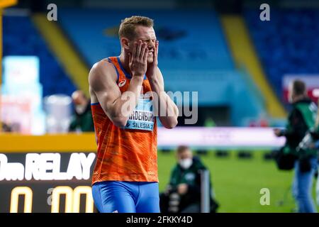 CHORZOW, POLAND - MAY 2: Nout Wardenburg of The Netherlands competes in the Mixed 4x400 metres relay final during the World Athletics Relays Silesia21 at Silesian Stadium on May 2, 2021 in Chorzow, Poland (Photo by Andre Weening/Orange Pictures) Stock Photo