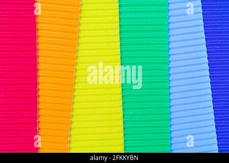 A closeup of colorful corrugated paper under the lights for textures and backgrounds Stock Photo