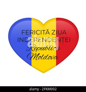 Happy Moldova Independence Day inscription in Romanian language. National holiday celebrated on August 27. Vector template for typography poster, bann Stock Vector