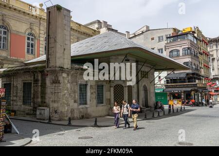 Only tourists were seen in Eminonu Square and Tahtakale streets, which were vacated on the 3rd day of the curfew due to the coronavirus outbreak. Stock Photo