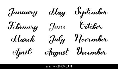 Handwritten Names Of Months December January February March April May June July August September October November Calligraphy Words For Calend Stock Vector Image Art Alamy