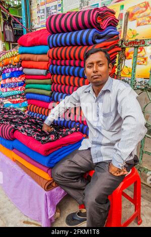 DHAKA, BANGLADESH - NOVEMBER 20, 2016: Street garment seller in Dhaka, Bangladesh Stock Photo