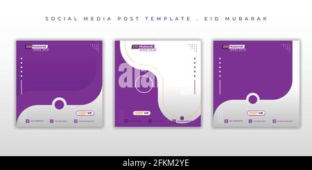 Set of social media post template with simple shape design. Eid Mubarak background design. good template for ramadan or eid design. Stock Vector