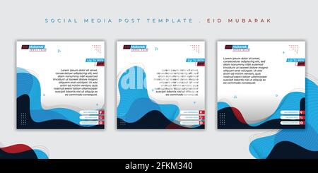 Set of social media post template with glitch design. Eid Mubarak background design. good template for ramadan or eid design. Stock Vector