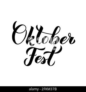 Oktoberfest calligraphy hand lettering isolated on white. Traditional Bavarian beer festival. Easy to edit vector template for your logo design, poste Stock Vector